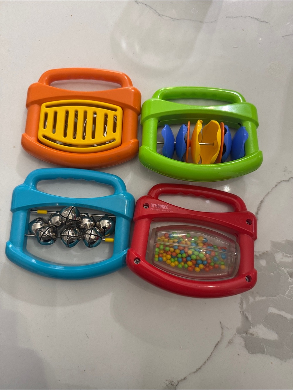 Gymboree Bright Red, Blue, Green & Orange Handheld Rattle Set